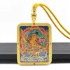 Pingente Thangka Dourado Pintado à Mão Oito Dragões Guardiões Thangka Colorido de Cinco Dimensões Dupla Face Preservador de Cor Colar Amuleto de Buda Portátil
