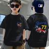 Algodón Puro Suave y Cómodo Nuevo Pequeño y Mediano Infantil Explosivo Estampado de Gato de Dibujos Animados Manga Corta Niños y Niñas Cuello Redondo Todo Terreno Camiseta