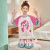 Pijama de Algodón Puro para Niñas, Verano para Niños, Delgado, Manga Corta, Conjunto de Dos Piezas para Bebé, Niñas Grandes, Ropa de Casa para Padres e Hijos