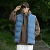 Colete masculino estilo montanha para atividades ao ar livre, casual e versátil, adequado para casais, colete de algodão com gola alta, cor sólida, peça externa sem mangas