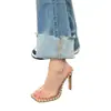 Zapatos de Tacón Alto Cuadrados de Nuevo Estilo 2026 con Brillantes Sexys, Sandalias Transparentes de Punta Abierta para Mujer, Chanclas de Tacón Fino de Verano para Exteriores