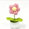 Fio para ponto cruz feito à mão tricô flor fofa vaso de planta ornamento de mesa pequena planta em vaso presente para estudante de jardim de infância flor em vaso