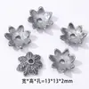 Xizang Prata Três-Sete Prata Vintage Flor Contas Florais, Contas Redondas Soltas, Tampas de Contas Prateadas, Acessórios para Pulseira de Cristal DIY Feitos à Mão