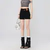 Shorts Jeans Retrô Americano para Mulheres Verão 2025 Novo Estilo de Botão Duplo Cintura Alta Slim Sexy Linha A Super Curtos Hot Pants