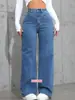 Jeans Reto Wide Leg Novo Estilo Americano Primavera/Verão 2025 para Mulheres, Calça Jeans Lavagem Clara Solta Modeladora Comprimento Total