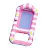 Grande Cadeira de Piscina Inflável para Adultos com Design Floral Listrado Retrô, Encosto, Colchonete Flutuante com Porta-Copo, Cama Flutuante para Água