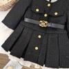 2025 Nuevo Invierno Estilo Coreano Niñas Pequeñas Fragante Francés Delgado Vestido de Manga Larga Bebé Más Algodón Falda