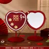 Un Par de Espejos Rojos para Bodas, Set de Dote de Novia, Espejo de Tocador de Alta Gama, Espejo de Maquillaje, Colección Completa de Artículos para Bodas