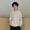 Blusa Segunda Pele de Fleece Gola Meia Manga para Meninos de Crianças Médias e Maiores, Novo Estilo Outono/Inverno, Manga Longa Raglã, Blusa Casual Infantil com Letra