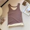 Chaleco Cálido de Otoño e Invierno para Mujer con Forro de Lana Engrosado Ajustado Prenda Base sin Mangas Color Sólido Ropa Exterior Calefactora Tirantes Ropa Interior Cálida Ropa Interior Térmica para Mujer