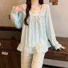 Pijama de Algodón Nube para Niñas en Primavera y Otoño, Estilo Dulce de Princesa, Pantalones de Manga Larga, Conjunto de Dos Piezas para Casa que los Estudiantes Pueden Usar Afuera