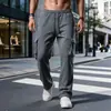 Comércio Exterior Transfronteiriço Roupas Masculinas Outono e Inverno Calças de Trabalho Multibolsos Cor Sólida Reta Soltas Esportivas para Corrida Calças Casuais Masculinas