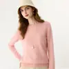 Camiseta básica de punto de cachemira, suéter de manga larga de color liso a la moda, simple y suave, cuello redondo cómodo para mujer, otoño e invierno
