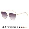 Nuevas gafas de sol de ojo de gato personalizadas europeas y americanas con la letra F para mujer, gafas de sol de alta gama para fotografía callejera, tendencia de gafas sin montura de metal.