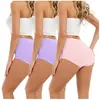 [Pacote com 3] Aliexpress Comércio Exterior Renda Feminina Tamanho Grande Roupa Íntima Cor Lisa Calcinha de Cintura Alta Versão Europeia e Americana Grande