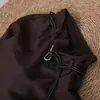 Falda Irregular Plisada con Cinturón para Mujer Feiyuan, Nueva Moda de Principios de Otoño Versátil de Color Sólido Falda-Blazer de Longitud Media