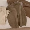 Chaleco de Punto sin Mangas de Lana con Cuello Redondo para Otoño Temprano Suéter de Punto Top para Mujer Estilo Coreano Retro Nuevo Chaleco de Punto