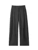 Pantalones grises de estilo americano, corte limpio, fluidos, de corte curvo, para hombres y mujeres, pantalones casuales de verano con sensación fluida, pantalones versátiles de largo hasta el suelo.