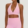 Estilo Europeu e Americano Color-Blocking Sexy Decote V Alça Costas Cruzadas Sutiã Esportivo Dupla Face Escovado Sutiã de Yoga Sutiã para Corrida Fitness 62718