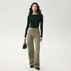 Conjunto de duas peças: Cardigã de cashmere com gola alta para outono e inverno para mulheres, apresentando um cardigã de tricô com bolsos e calça de malha lisa de perna reta combinando