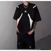 Camiseta de Manga Corta para Hombre de Verano de Nicho Desestructurada de Gama Alta con Hombro Segmentado, Diseño con Sentido, Patchwork, Moderna, Sencilla