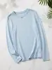 Camiseta de Manga Larga de Lana Tencel Suave y con Caída para Mujer con Lentejuelas Doradas Pequeñas, Estilo Coreano Sencillo, Versátil para Principios de Otoño, Adecuada como Capa Base