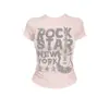 Camiseta Corta de Manga Corta con Estampado de Letras Estilo Americano Chic para Mujer, Top Versátil de Verano Nuevo Ajustado Moderno