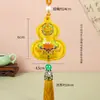 Saquinho de Perfume do Festival do Meio do Outono, Ornamento de Bênção em Forma de Cabaça, Pingente com Borla Estilo Chinês, Saquinho da Sorte Dourado, Saquinho com Amuleto de Segurança para Celular e Carro