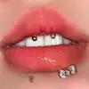 Set de Flash para Uñas de Labios con Lazo Tricolor Zirconio Acero Inoxidable Pendiente Distintivo Pendiente de Cartílago Labial Decoración de Labios Perforación Gruesa de 1.2