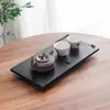 Bandeja de Té Pequeña Yue Rui Design para Uso Seco y Húmedo, Posavasos Mini de Ónice Negro, Bandeja de Té Cuadrada para Balcón