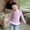 Novedad Primavera y Otoño 2025 Camisetas Interiores de Manga Larga para Niños Tops de Moda Estilo Coreano Más Fáciles de Combinar Camisetas con Lazo para Niñas