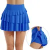 Falda Deportiva con Forma de Pastel para Mujer Falsa de Dos Piezas Anti-Exposición Falda de Yoga Tacto Nude Secado Rápido Con Bolsillos Pantalones Skort de Tenis