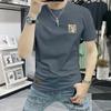 Camiseta de Manga Curta Masculina Explosiva 2025 Nova Marca de Moda Masculina Casual Versátil Estampada Meia Manga Moda Gola Redonda T