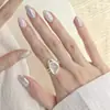Anillo francés minimalista de superficie de huevo con diseño de ola transparente para mujer, lujo ligero, sensación de alta gama, anillo abierto ajustable para dedo índice, anillo de temperamento elegante
