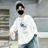 100% algodão puroCamiseta de manga comprida para meninos, blusa infantil, roupa de outono para meninos, camiseta básica para adolescentes, camiseta para crianças maiores
