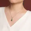 Yiluyin S925 Prata Esterlina Banhada a Ouro Jade Hetian Natural Pingente Pipa Colar Exquisito Corrente para Clavícula de Luxo Leve