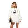 Sudadera de Algodón Pesado para Parejas, Corte Holgado, Cuello Redondo, Sin Capucha, Pulóver, Versátil, Cálida, Prenda Superior Estampada para Otoño e Invierno