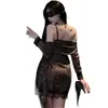 Lencería sexy, pura y seductora, bata de dormir con estampado de leopardo y bata de encaje, conjunto juguetón y seductor transparente, uniforme para reparto