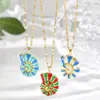 Moda Transfronteriza Nueva Europea y Americana Estilo Marino Retro Goteo de Aceite Colorido Colgante de Caracola Acero Inoxidable Collar para Clavícula Yiwu