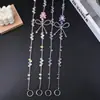 Lujoso y de Alta Gama Cadena Larga de Cordón Cruzado con Perlas de Cristal y Osito Full Diamante Cadena para Colgar en el Cuerpo Funda de Teléfono Bolso Colgante Universal para Mujeres