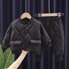 Ropa de invierno para niños conjunto de algodón con relleno de plumón sin capucha disponible en stock color liso algodón de un solo pecho ropa cómoda para niños al por mayor