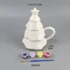 Caneca Cerâmica Árvore de Natal 3D com Tampa Relevo Luzes Coloridas Copo de Natal Festival de Comércio Exterior Presente Copo de Água