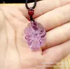 Colgante de Zorro de Cristal Rosa obsidiana Collar de Zorro de Nueve Colas Imitación Jade otoño e invierno para hombre y mujer Cadena larga para suéter al por mayor
