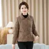 Casaco Fino de Algodão Novo Outono e Inverno para Mulheres de Meia-Idade e Idosas, Jaqueta Acolchoada Pequena Estilosa, Leve e Quente, Roupa de Algodão para Mãe