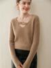 Elegante Suéter de Cachemira con Cuello en V para Mujer 25 Nuevo Estilo Punto de Lingote Estilo Holgazán Suéter Base de Punto Simple