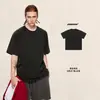 Camiseta de Manga Raglán Dobladillo Enrollado para Hombre 260g Lavada Vintage Patchwork Algodón Puro Holgada Manga Corta Camiseta Retro Moderna.