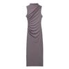 Vestido midi decorativo con pliegues ajustados de moda europea y americana transfronteriza de verano 2024 para mujer al por mayor
