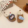 Diadema y Pantuflas Lindas de Dibujos Animados de Pingüino y Pececito Estilo Coreano para Niños 2026 Otoño/Invierno Nuevas Pantuflas de Algodón con Felpa para Exteriores para Niñas
