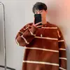 Otoño e Invierno 2025 Tejidos de Felpa Suave Moda Coreana Marca de Moda Chaqueta de Gama Alta Estilo Perezoso Americano Tejido de Rayas