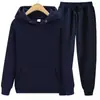 Conjunto deportivo de dos piezas con capucha y pantalón deportivo de color liso de 180 g para hombre. Sudadera con capucha y pantalón deportivo.